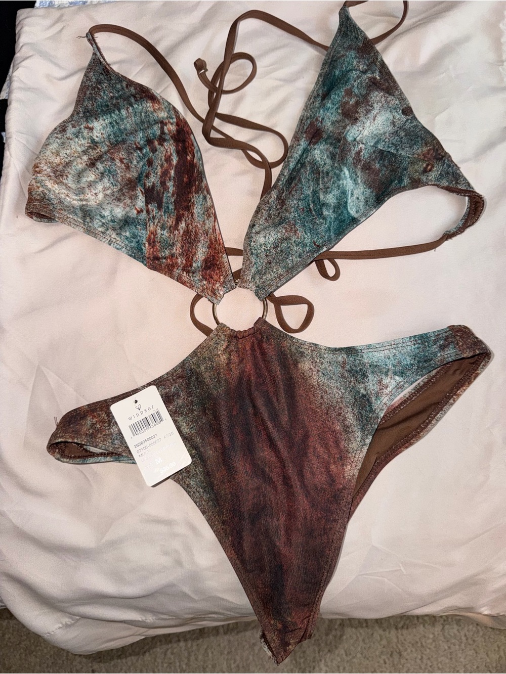 Windsor Teal & Brown Ring One-Piece Swimsuit